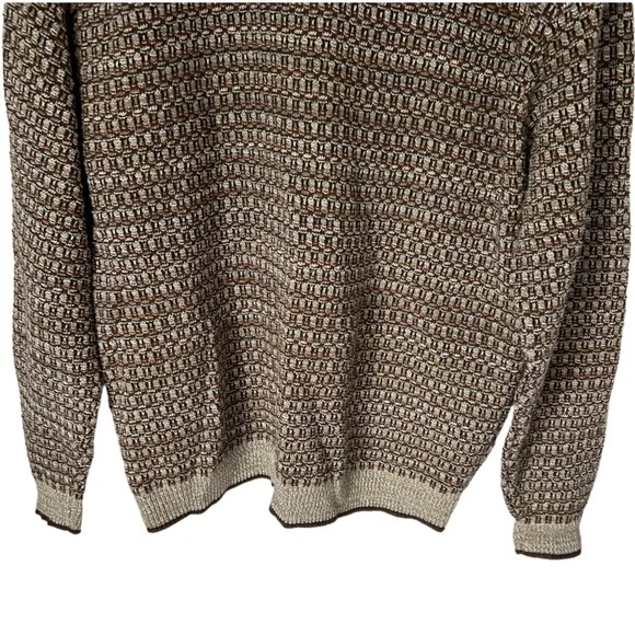 🌷 Vintage haggar Brown & Tan Woven Textured Grandpa Sweater